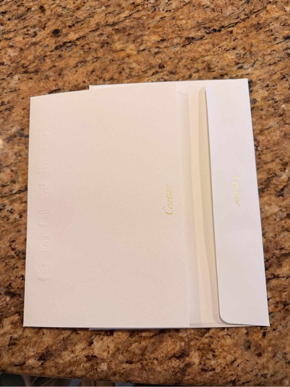 Cartier Branded Embossed Receipt Folder + Envelope NEW